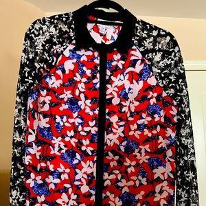 Mixed media button down shirt